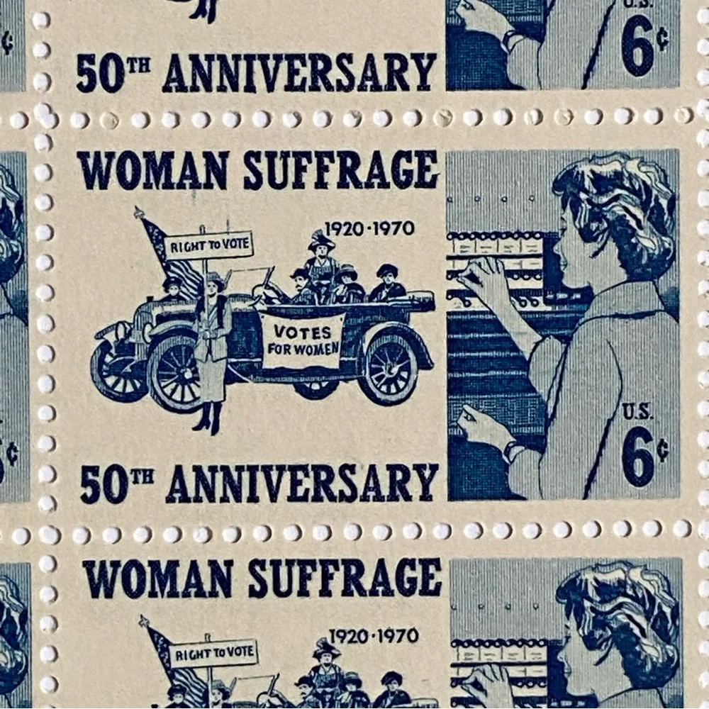 Woman Suffrage Sheet of 50 1970 6 Cent Stamps Scott #1406 MNH Blue White Vote